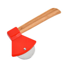 Ax Pizza Knife - Unique Men's Dad Tool with Steel Circular Saw, Wheel Blade Plastic Cover and Bamboo Handle