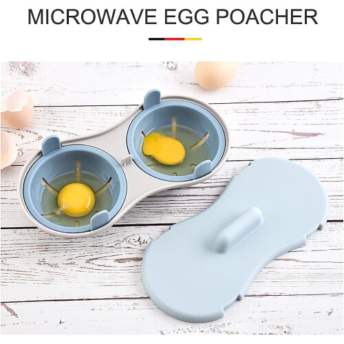 Microwave Egg Poacher Egg Maker Poached Egg Steamer Kitchen Gadget (Blue) 2