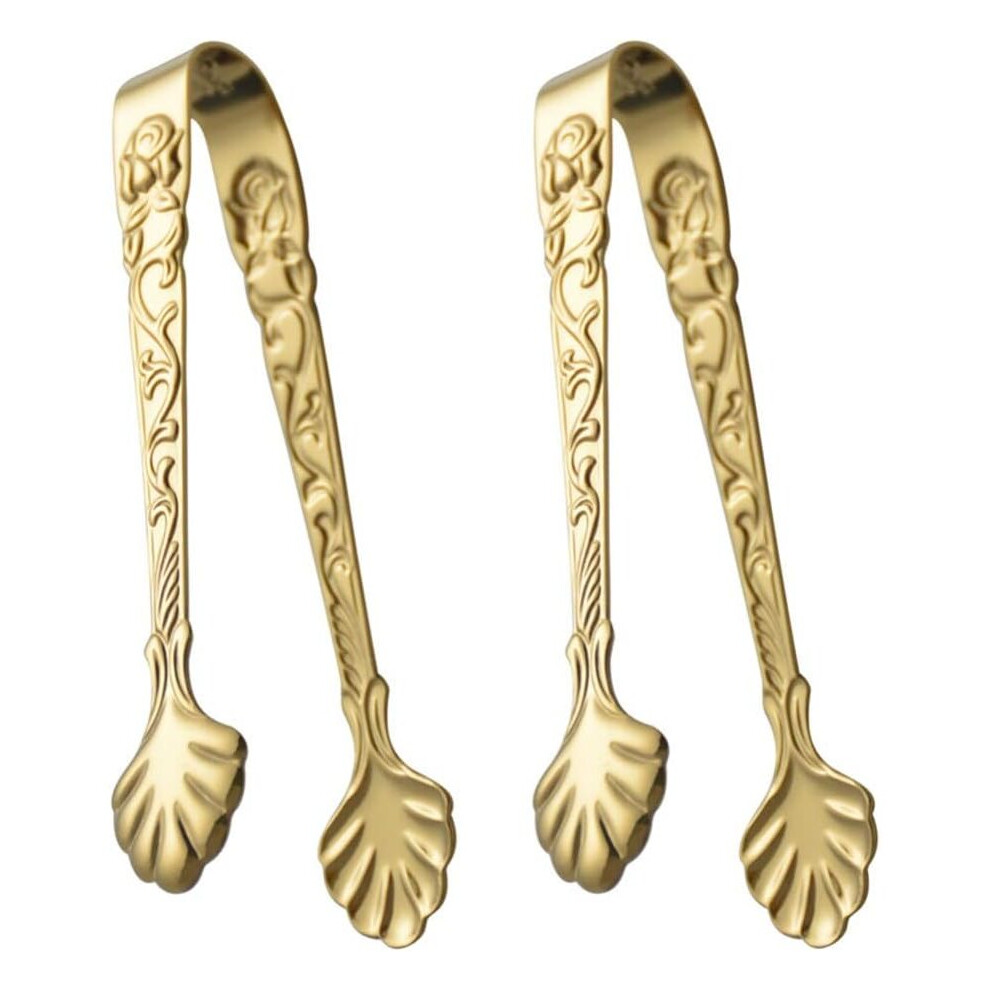 Gopatriot Memory 2 Pack Flower Ice Tongs Stainless Steel Kitchen Tongs Non-Slip Cooking Utensils