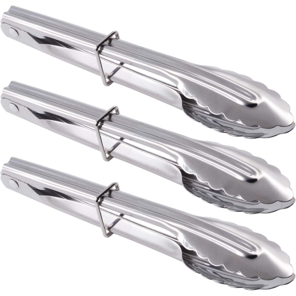 Mini Stainless Steel Serving Tongs Small Tongs (7 Inch 3 Pack)