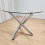 Modern Round Chrome Metal and Clear Glass Kitchen Dining Table Only 3