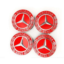 4x Mercedes Benz Wheel Center Caps Star Logo Emblem 75MM RED Hubcaps