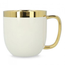 Homla SINNES White Porcelain Cup, 280 ml with Hand-Painted Gold Details, Vintage-Style