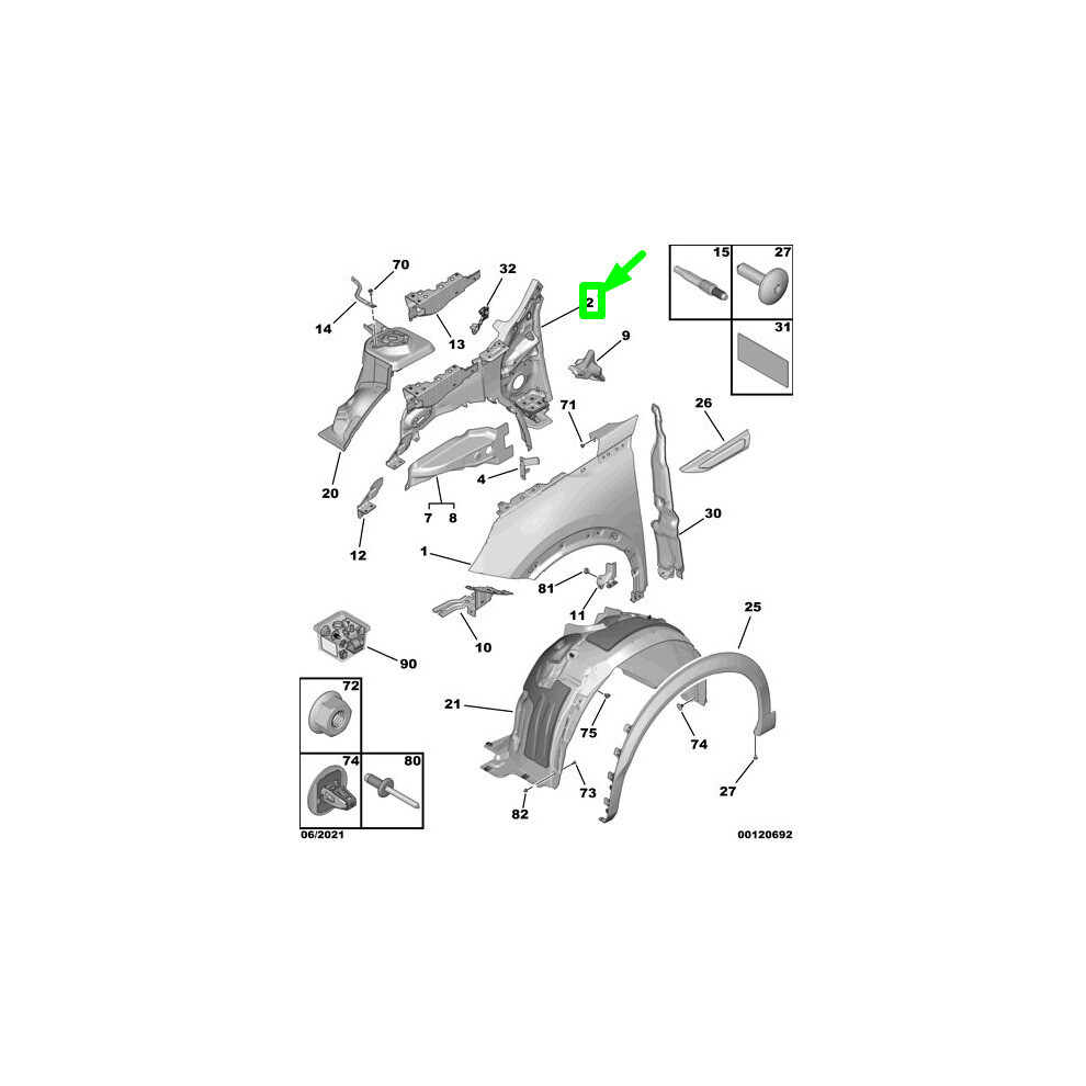 PEUGEOT 2008 MK2 P24 Front Right Wing Inner Frame 1656245380 NEW 