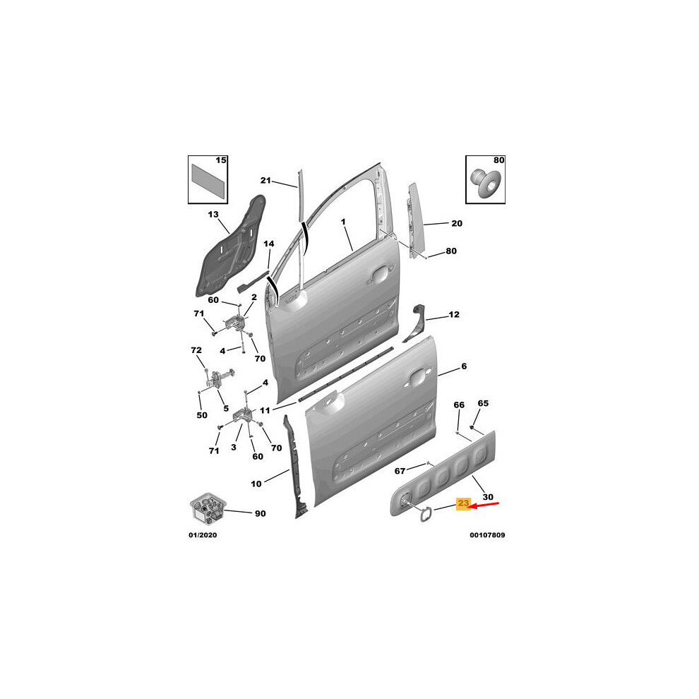CITROËN C3 MK3 SX Front Door Protector Trim 983348111T NEW GENUINE 