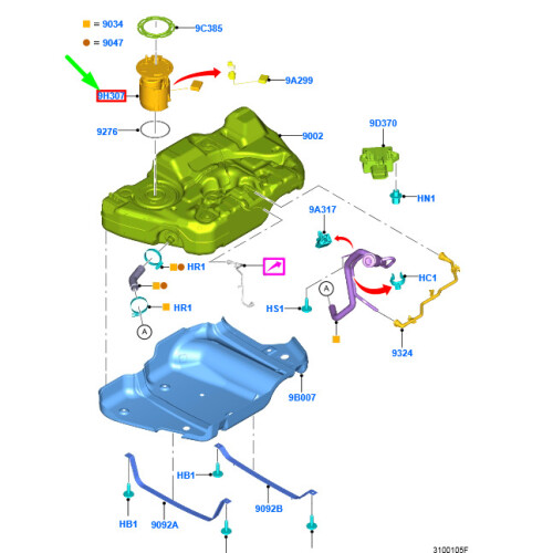 FORD MONDEO MK5 Fuel Sender And Pump Assy DG93-9H307-KE 5262474  