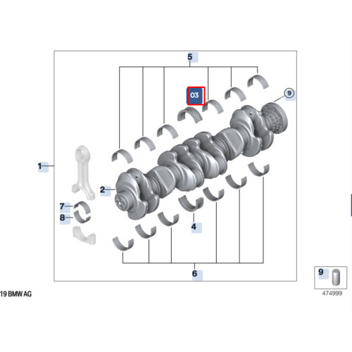BMW 5 F10 Crankshaft Main Bearings 11218471808 8471808 NEW GENUINE 