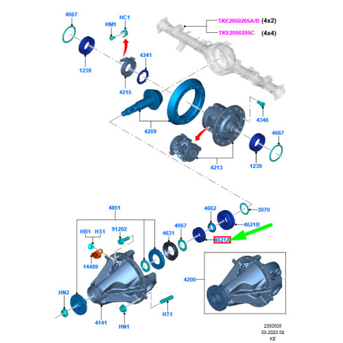 FORD RANGER T6 Rear Axle Diff Driving Pinion Bearing Assy 2218817 NEW ...