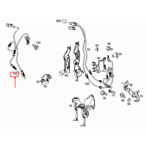 MERCEDESBENZ S W222 Front RH Brake Wear Sensor Wiring A2225403605 NEW