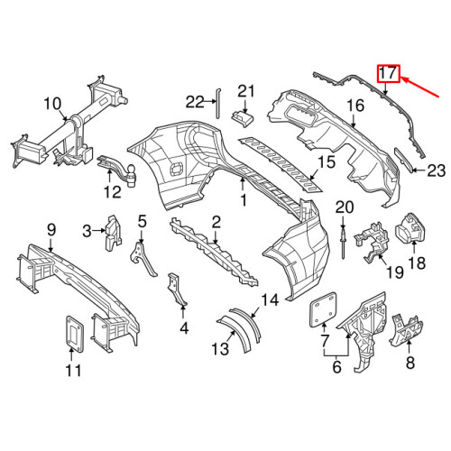 MERCEDES-BENZ ML W166 Rear Bumper Ornamental Molding A2928851300 NEW ...