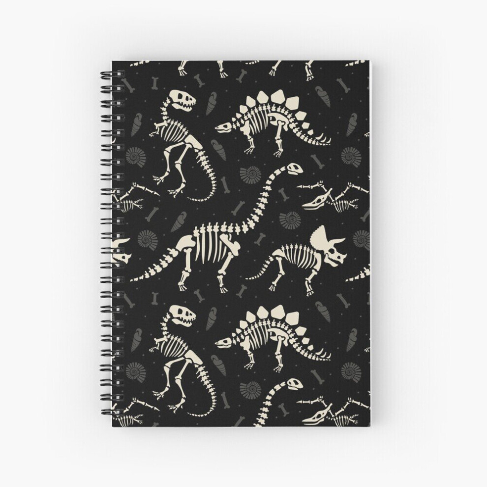 Spiral Notebook Dinosaur Fossils in Black A5 120 Pages-image-OPC-PBVTW2V-NEW