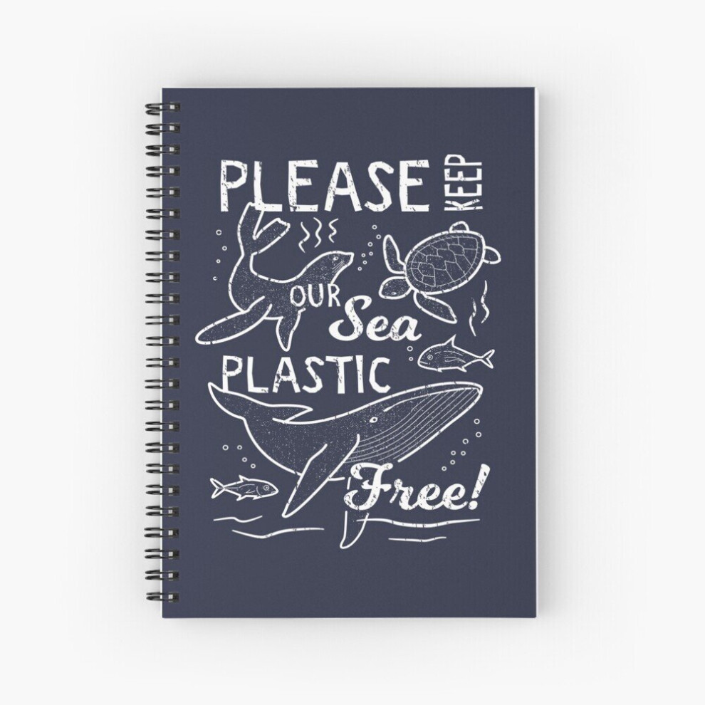 Photos - Notebook Spiral  Please Keep Our Sea Plastic Free - Marine Animals A5 120 Pages