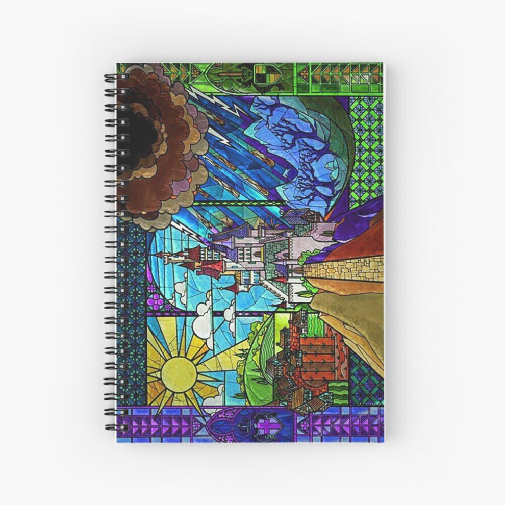 Spiral Notebook Beauty and the Beast-- stained glass castle (sideways) A5 120 Pages-image-OPC-PBVTWMT-NEW