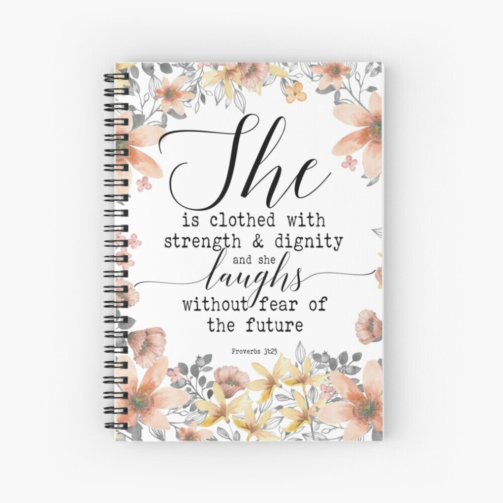 Spiral Notebook Christian Gifts Proverbs 31:25 A5 120 Pages-image-OPC-PBVTX7D-NEW