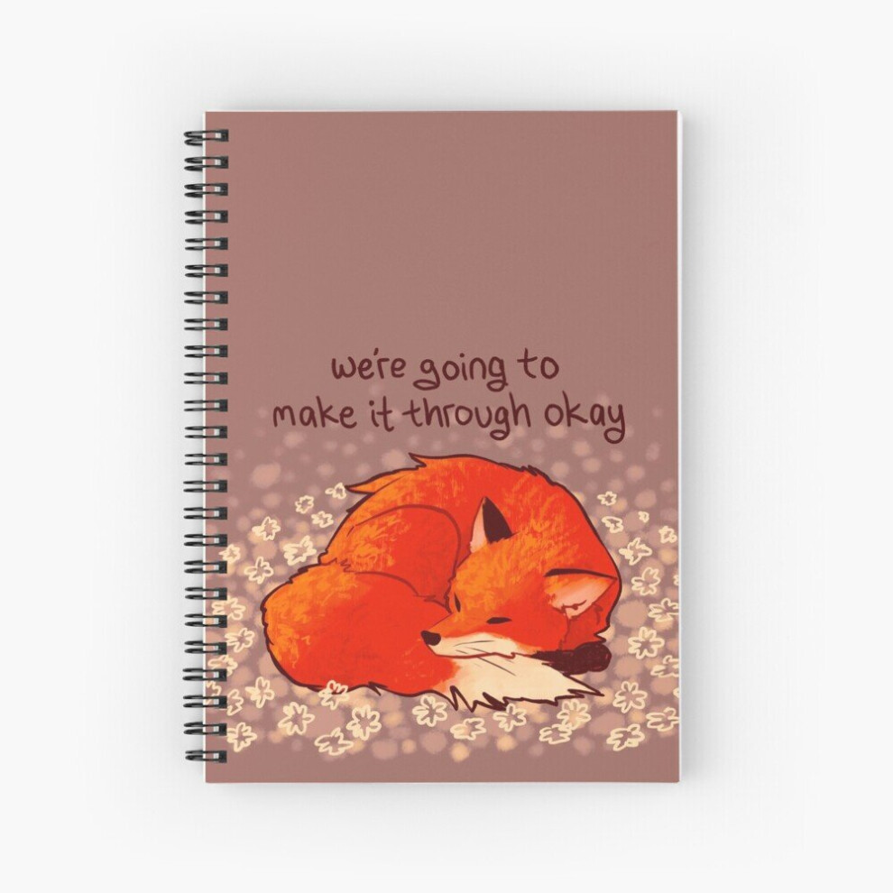 Spiral Notebook "We're Going to Make it Through Okay" Sleeping Flower Fox A5 120 Pages-image-OPC-PBVTZYG-NEW