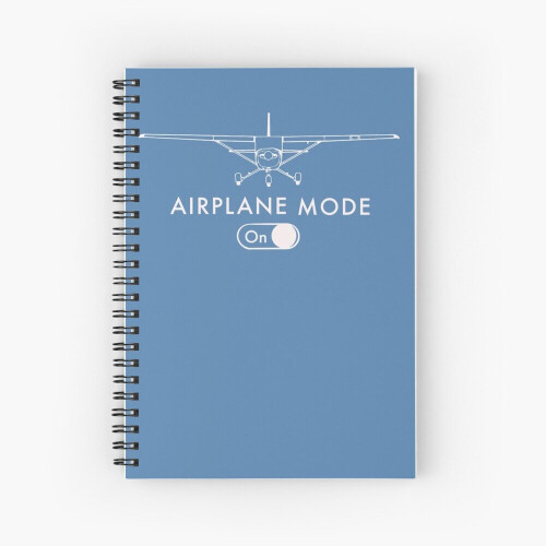 Spiral Notebook Funny Pilot's Gift Airplane Mode On A5 120 Pages