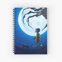 Coraline A5 Spiral Notebook – 120 Pages, 6x8.3in, Open Flat Binding, Colorful Cover Art by Independent Artists
