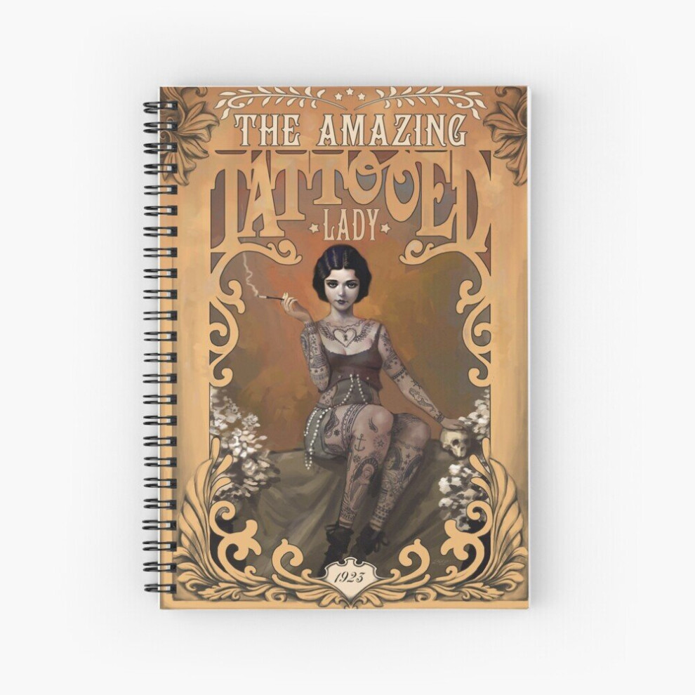 Spiral Notebook The Amazing Tattooed Lady Vintage Circus A5 120 Pages-image-OPC-PBVTYKP-NEW