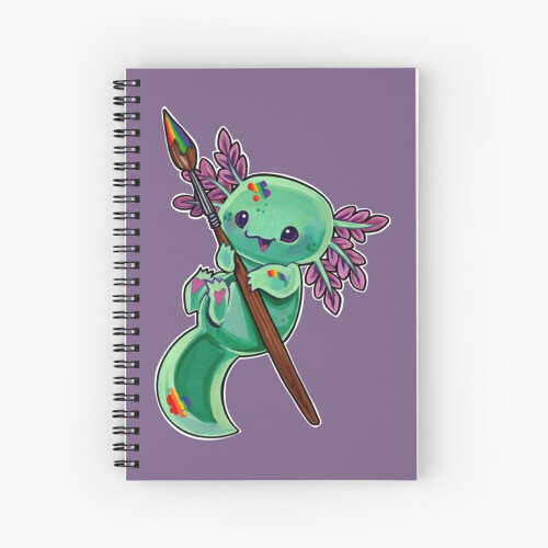 Spiral Notebook Rainbow axolotl A5 120 Pages