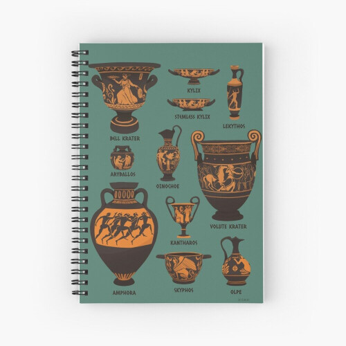 Spiral Notebook Ancient Greek Pottery A5 120 Pages
