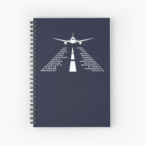 Spiral Notebook Airplane Phonetic Alphabet Pilot Gift A5 120 Pages