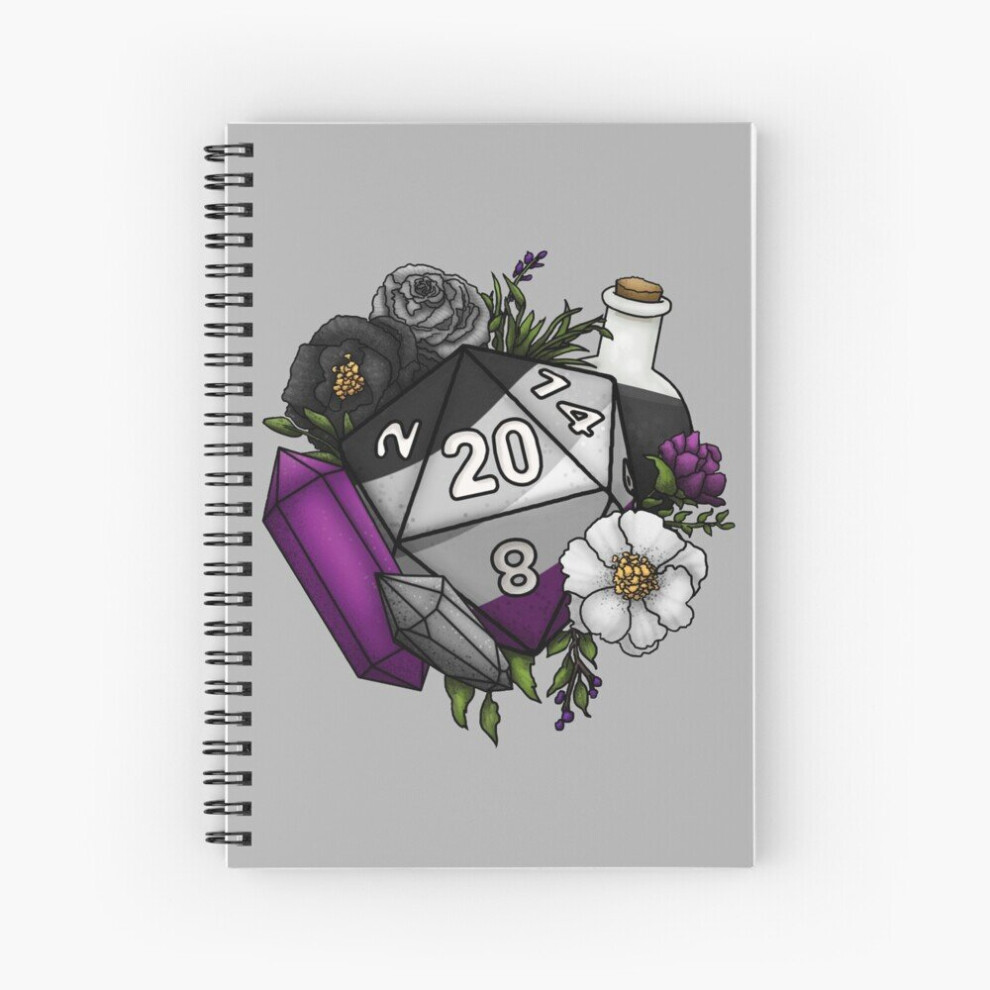 Spiral Notebook Pride Asexual D20 Tabletop RPG Gaming Dice A5 120 Pages-image-OPC-PBVV8R9-NEW