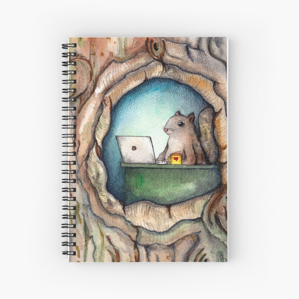 Spiral Notebook "Spreadsheet Squirrel" - watercolor squirrel in tree, woodland creatures, squirrel painting, hipster squirrel A5 120 Pages-image-OPC-PBVV95H-NEW