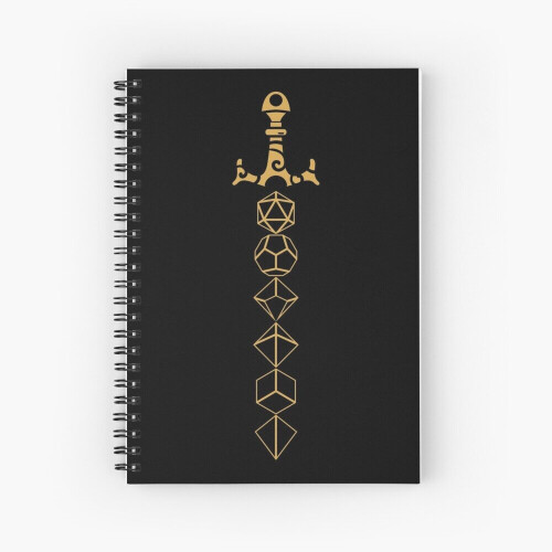 Spiral Notebook Dice Set Sword Tabletop RPG Gaming A5 120 Pages