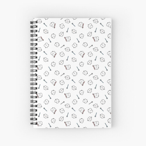 Spiral Notebook Funny teeth. Cute tooth art. Dentist pattern design. A5 120 Pages