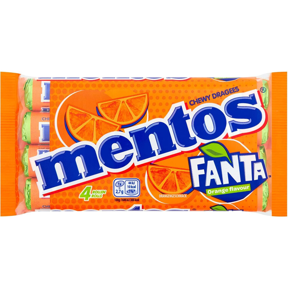 Mentos Fanta Orange Flavour Chewy Dragees 4 Rollen Rolls 150g