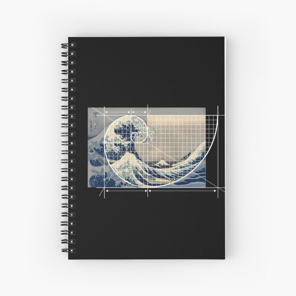 Spiral Notebook Hokusai Meets Fibonacci, Golden Ratio, Grid, Lines A5 120 Pages-image-OPC-PBVVDJW-NEW