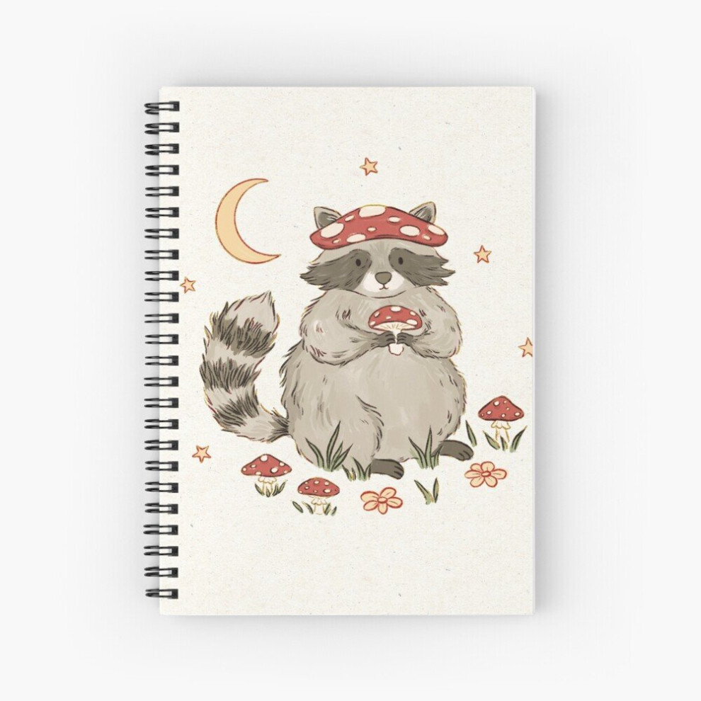 Spiral Notebook Raccoon with Mushrooms A5 120 Pages-image-OPC-PBVVF7Q-NEW