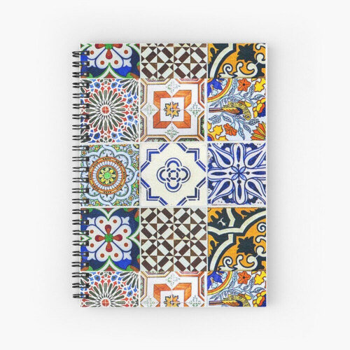 Spiral Notebook Colorful Portuguese Tile A5 120 Pages