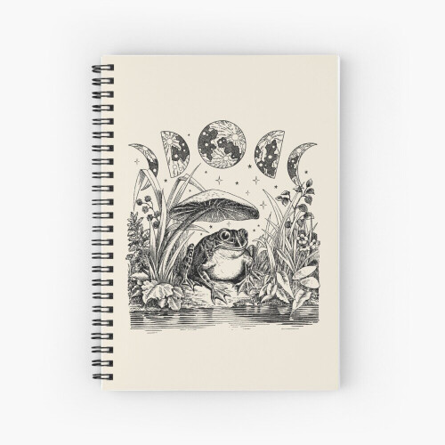 Spiral Notebook Cute Cottagecore Aesthetic Frog Mushroom Moon Witchy ...