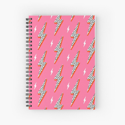 Spiral Notebook Lightning bolt thunder flash preppy pink A5 120 Pages