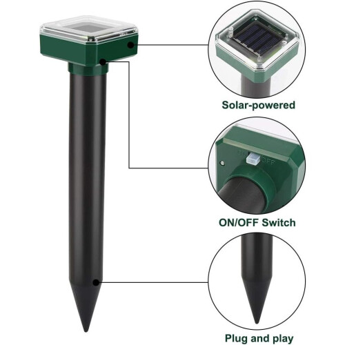 Solar Animal Mole Repeller Ultrasonic Mole Repeller Mole Control Pest Control with IP56 for Garden 4 Pack 2