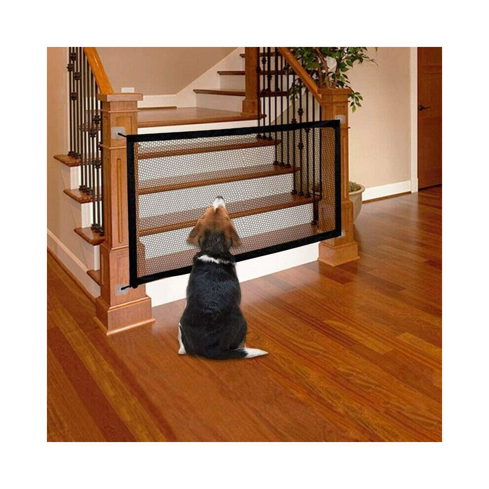 Dog Safety Gate Foldable Retractable Barrier for Safety Stair Gate for Dogs and Baby Black(Size 70*110cm)
