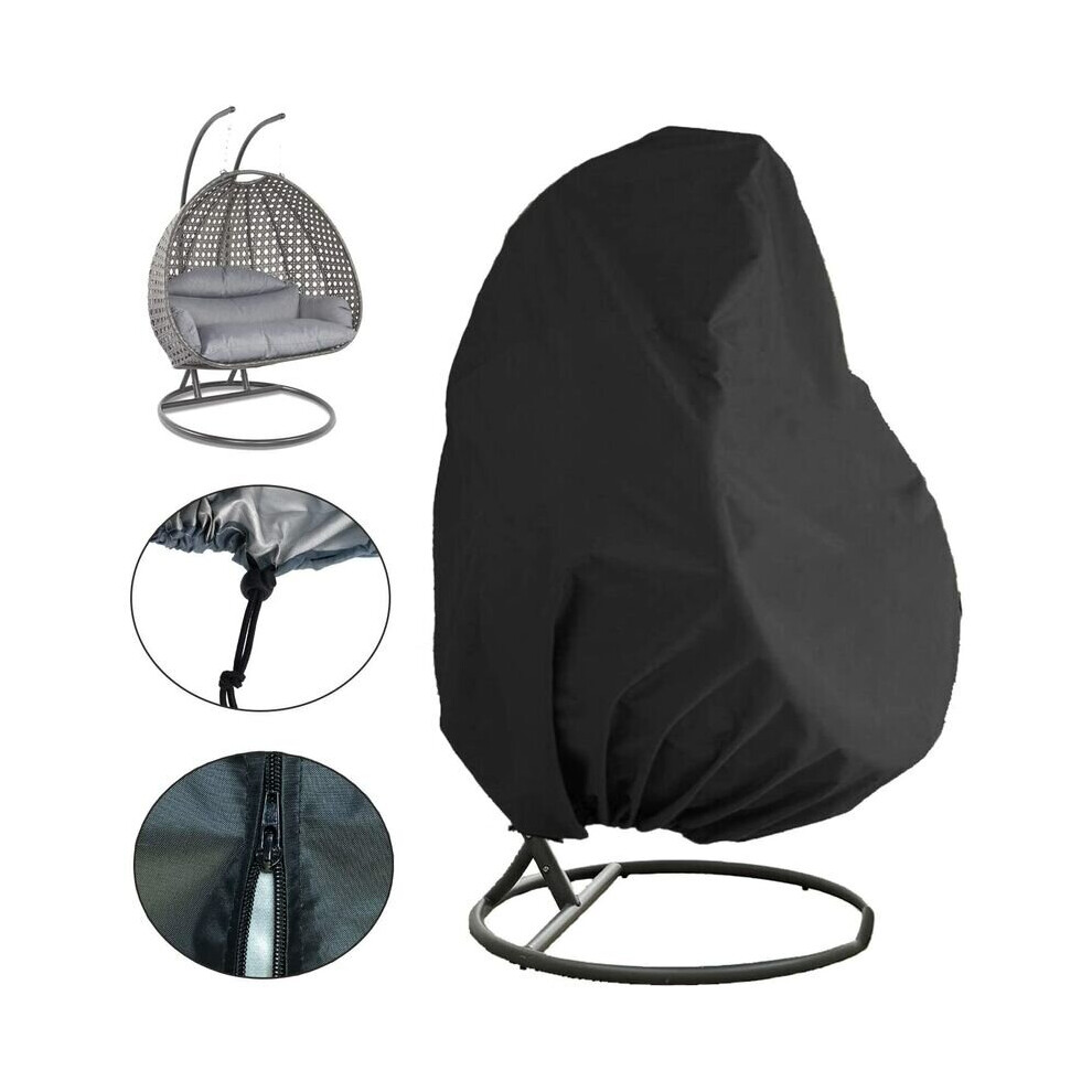 Hanging Chair Cover Garden Hanging Chair Cover Egg Chair Cover Hanging Seat Cover Waterproof Windproof Anti-UV (Black, 190*115cm)