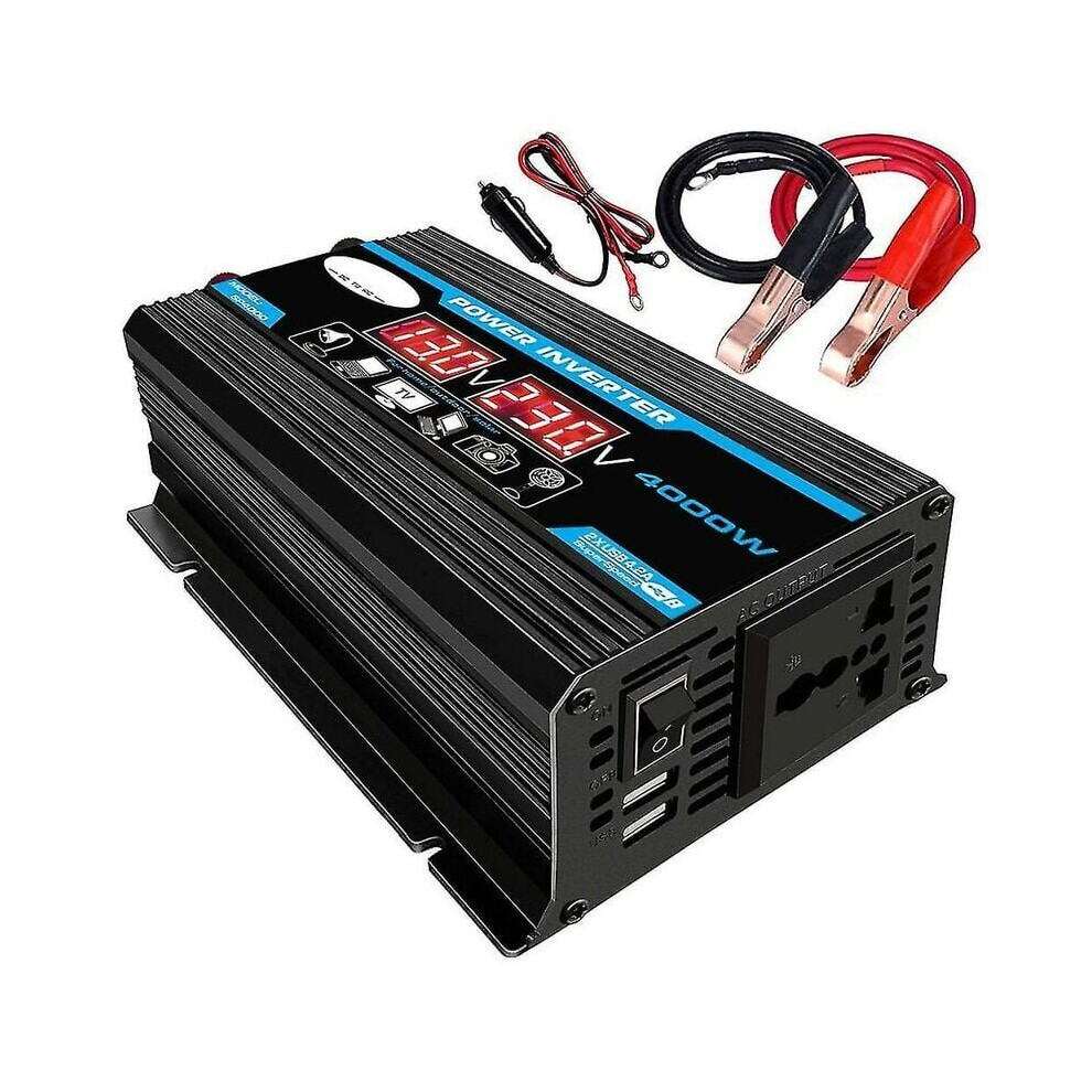 New 4000w 12v 220v/110v Led Ac Car Power Inverter Converter Charger Inverter Adapter Dual Usb Transformer Modified Sine Wave