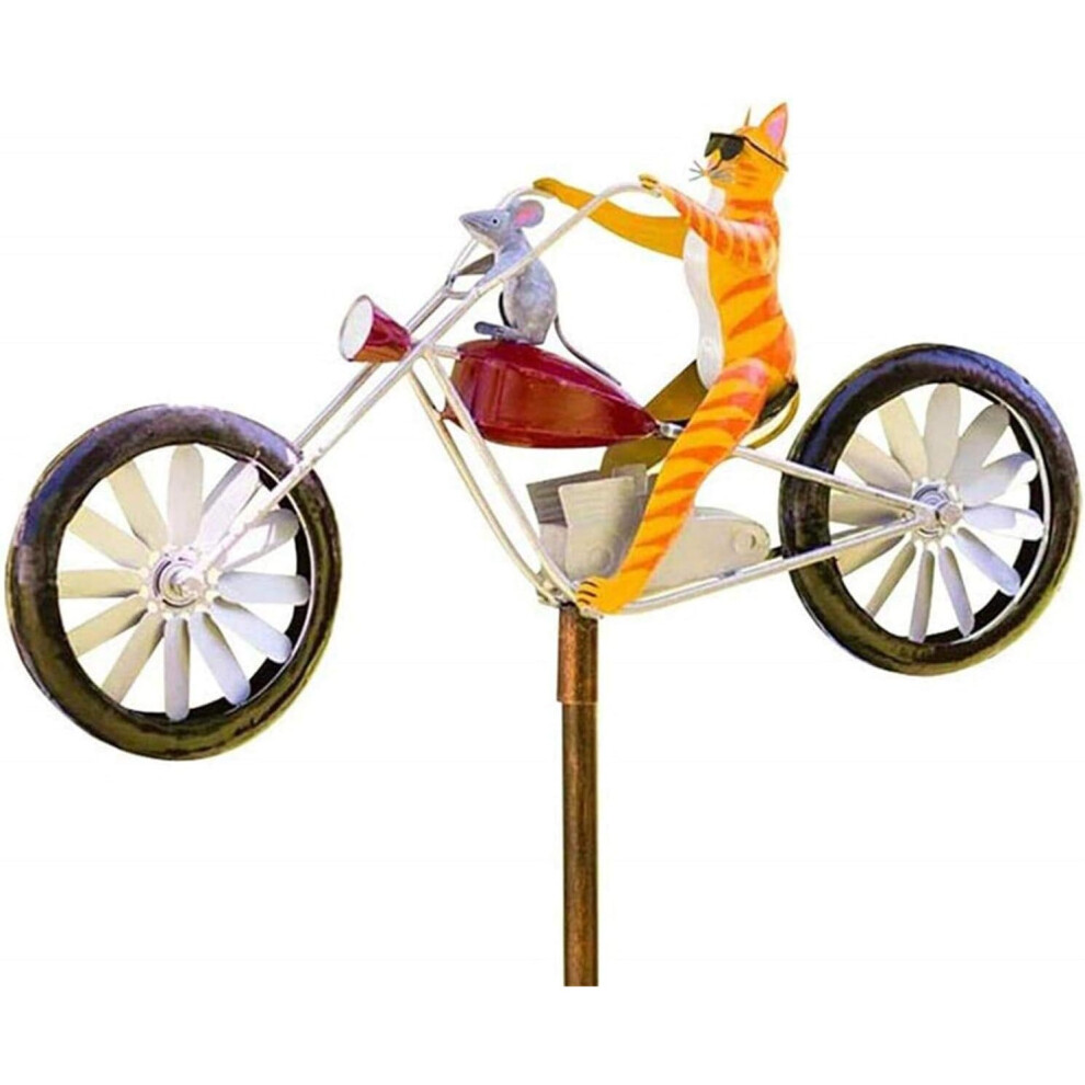 Wind Sculptures - 3D Animal Windmill Wind Bike Vintage Metal Spinner Yard Decor Windmill Wind Lawn for Outdoor Garden Lawn Decoration??Cat?