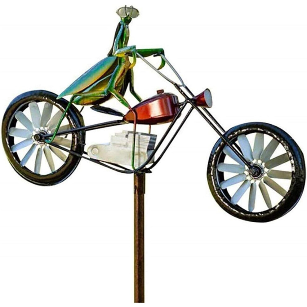 Wind Sculptures - 3D Animal Windmill Wind Bike Vintage Metal Spinner Yard Decor Windmill Wind Lawn for Outdoor Garden Lawn Decoration??Praying Mantis?