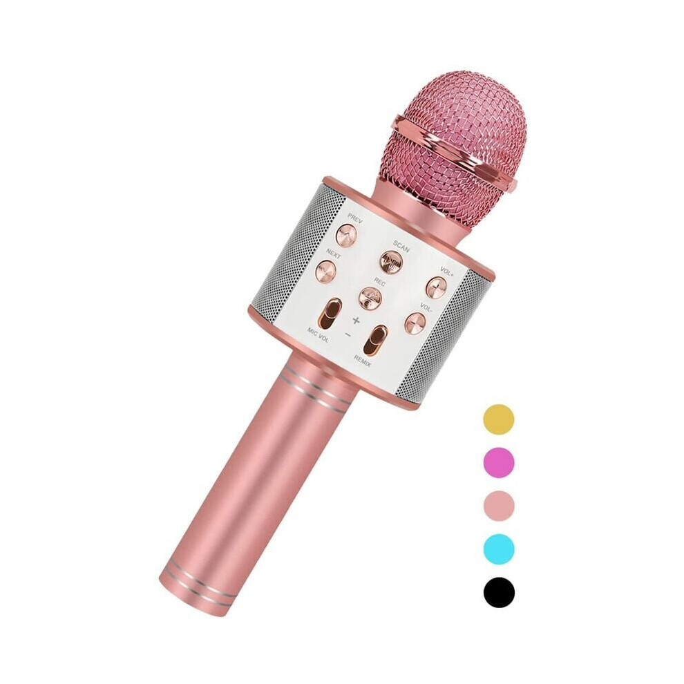 Wireless Karaoke Microphone Portable Bluetooth Karaoke Microphone for Kids Music Karaoke Toys Birthday Gifts for Boys Girls - Pink