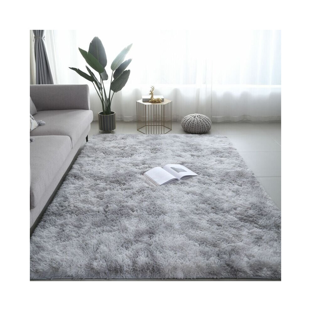 Shaggy Living Room Rug 160 x 230cm Gray Plush Soft Polypropylene Fiber Non-Slip Carpet