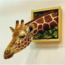 Giraffe Head 3D Wall Decor, Realistic Animal Latex Statue Wall Art, Bedroom Space Embellishment Embrace the Natural Home Decoration Home Decor