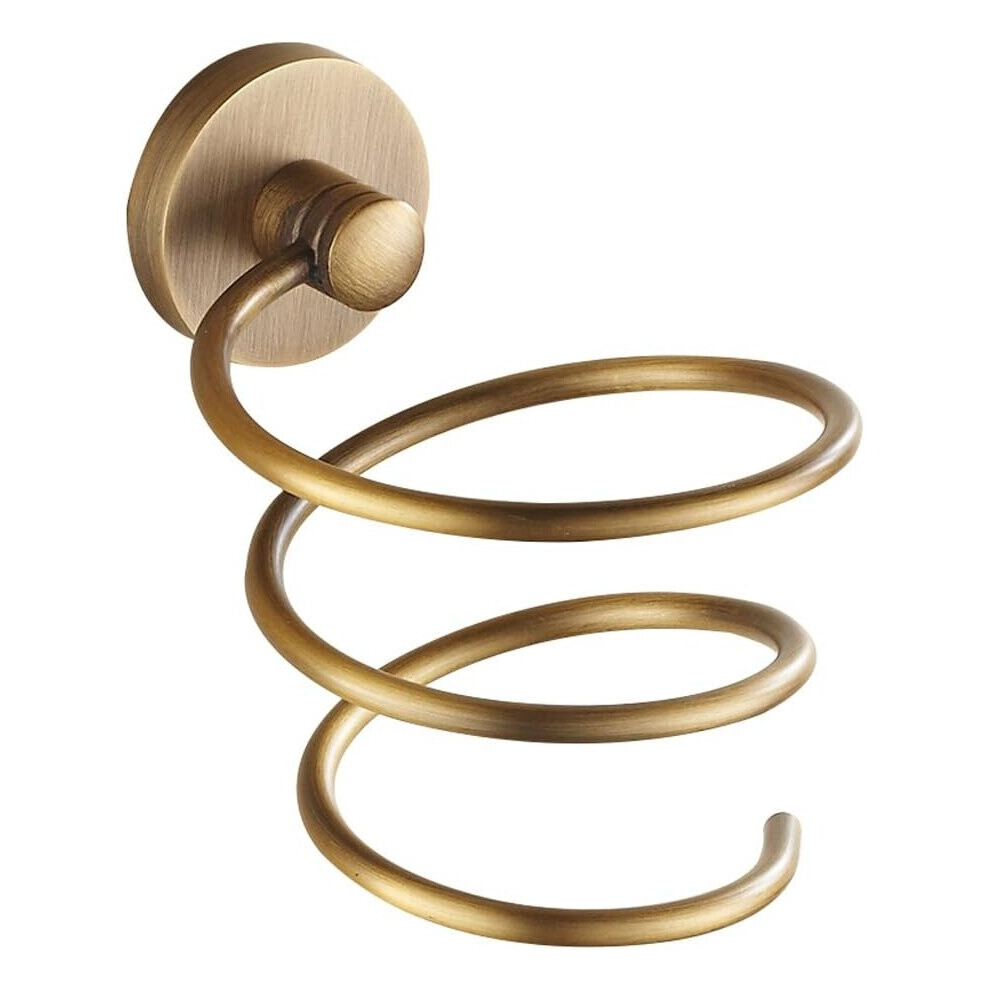 Antique Copper Brushed Brass Hair Dryer Holder Classic Hair Dryer Storage Holder Well Design Wall Mounted European Style, Bathroom Accessories -Retro