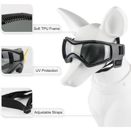 Dog Sunglasses Waterproof Windproof Adjustable Sunglasses For Small Medium Dogs Black 2