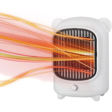500W PTC Ceramic Space Heater with Overheat Protection - Quiet, Portable Personal Heater for Home/Office, White