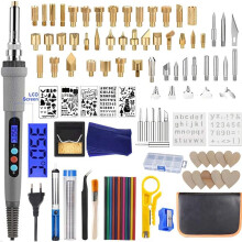 109pcs Wood Burning Pyrography Kit Wood Burning Tool Adjustable Temperature with Colored Pencils Holder for Cork Leather Burning Carving Wood