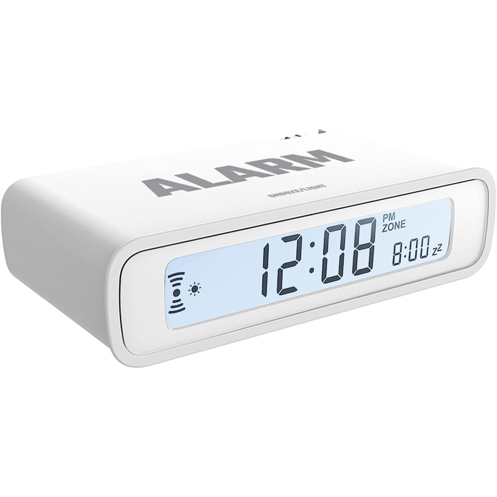 Clock Radio Digital Clock Radio Flip Table Clock Non Ticking Digital Clock with LCD Snooze Night Light (White)
