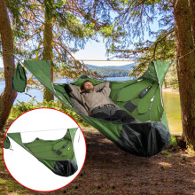 Camping Hammock with Mosquito Net 1 Person Flat Hammock with Straps Portable Hammock Ultralight Nylon Parachute Hammock for Hiking Camping,Green
